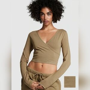 Victoria's Secret PINK Long-Sleeve Wrap Crop Top
